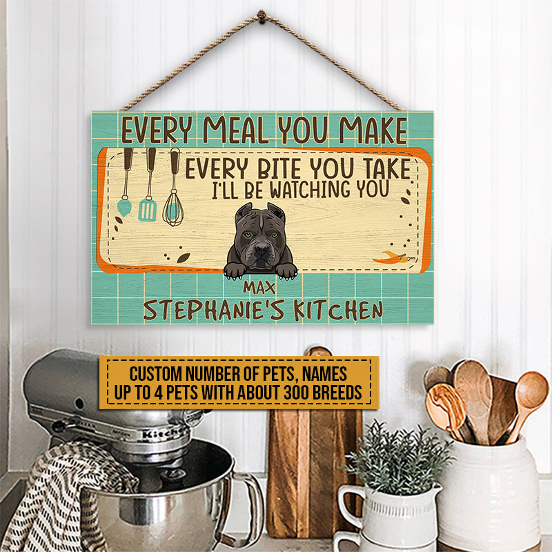 Pet Lovers We'll Be Watching You Custom Wood Rectangle Sign, Dog, Cat, Funny Kitchen Decor, Gift For Pet Lovers