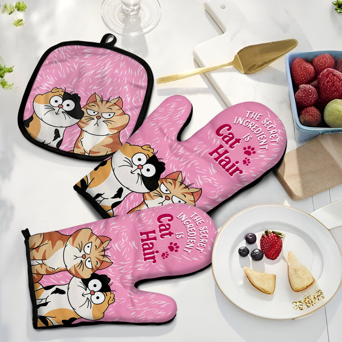 The Secret Ingredient Is Cat Hair - Gift For Cat Lovers - Personalized Oven Mitts, Pot Holders