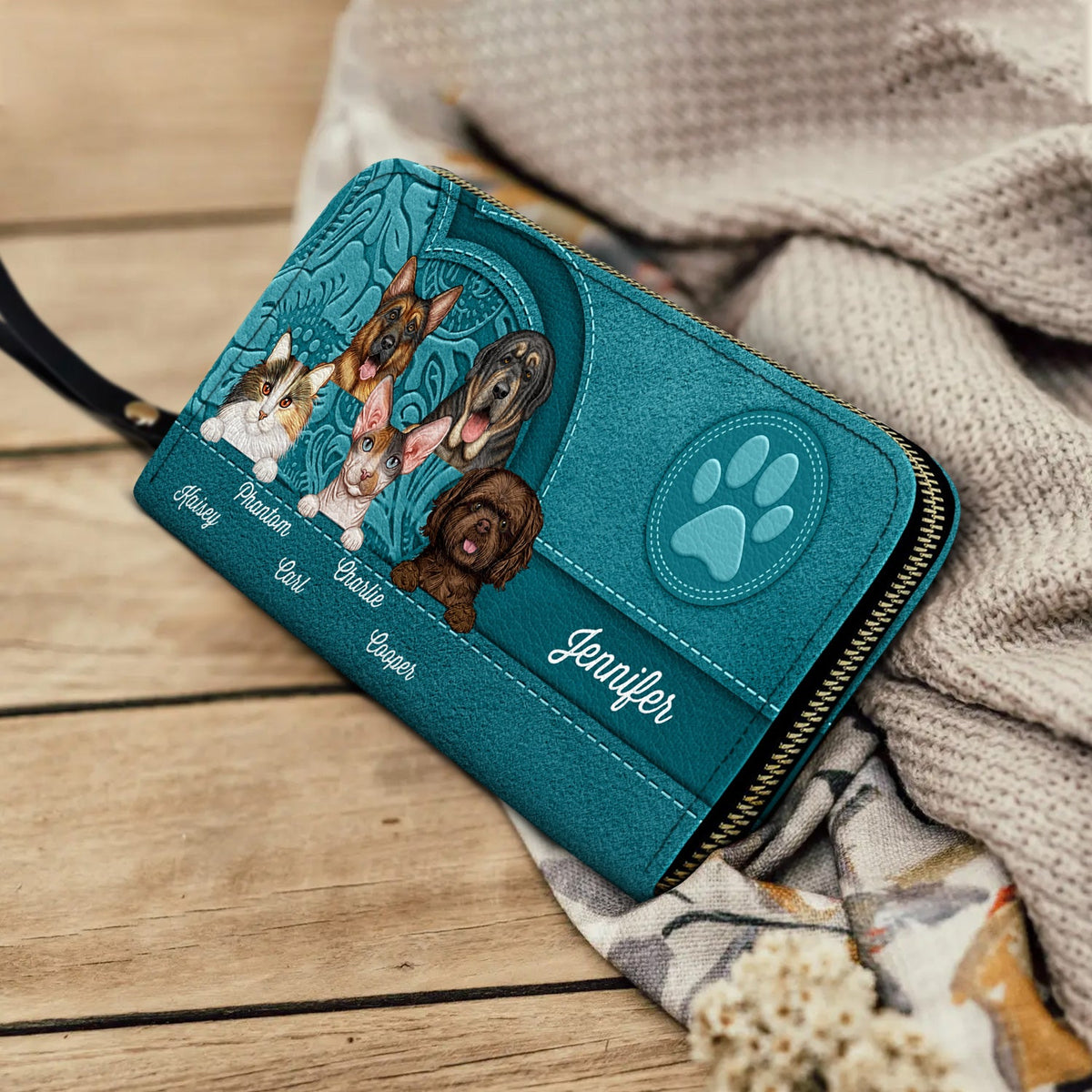 Cute Dogs And Cats Aesthetic Pattern - Birthday, Loving Gift For Pet Lovers, Dog Mom, Cat Mom - Personalized Leather Long Wallet