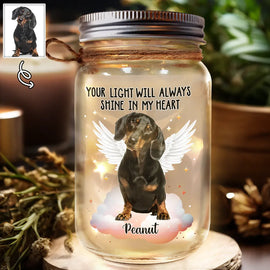 Custom Photo Your Light Will Always Shine - Memorial Gift For Pet Lovers, Dog Lovers, Cat Lovers - Personalized Mason Jar Light