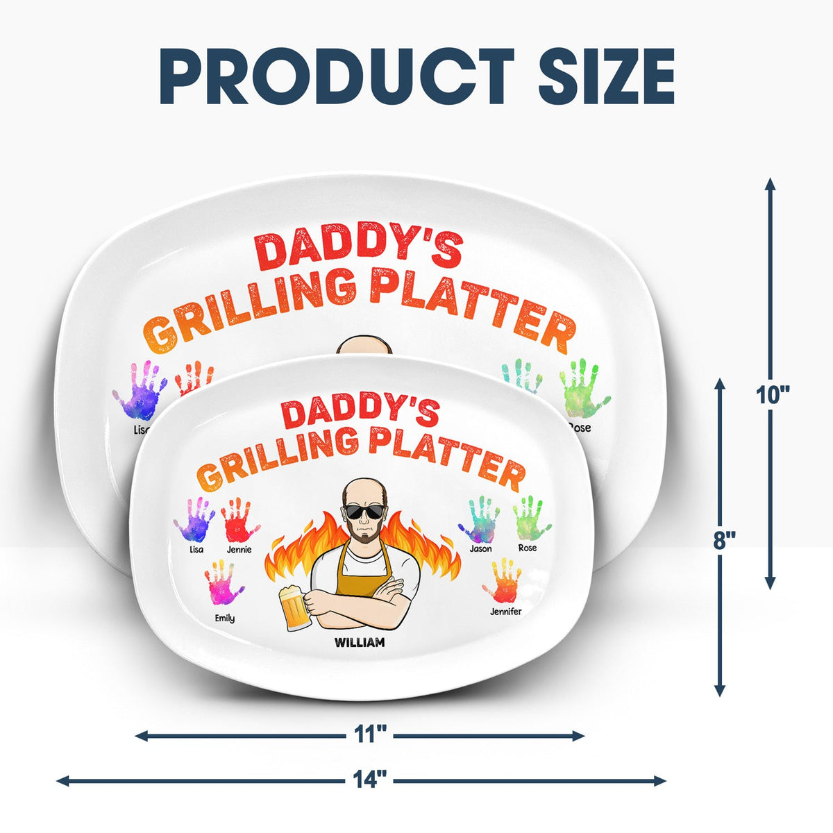 Daddy's Grilling Platter - Gift For Dad, Father, Grandfather, Grandpa - Personalized Plate