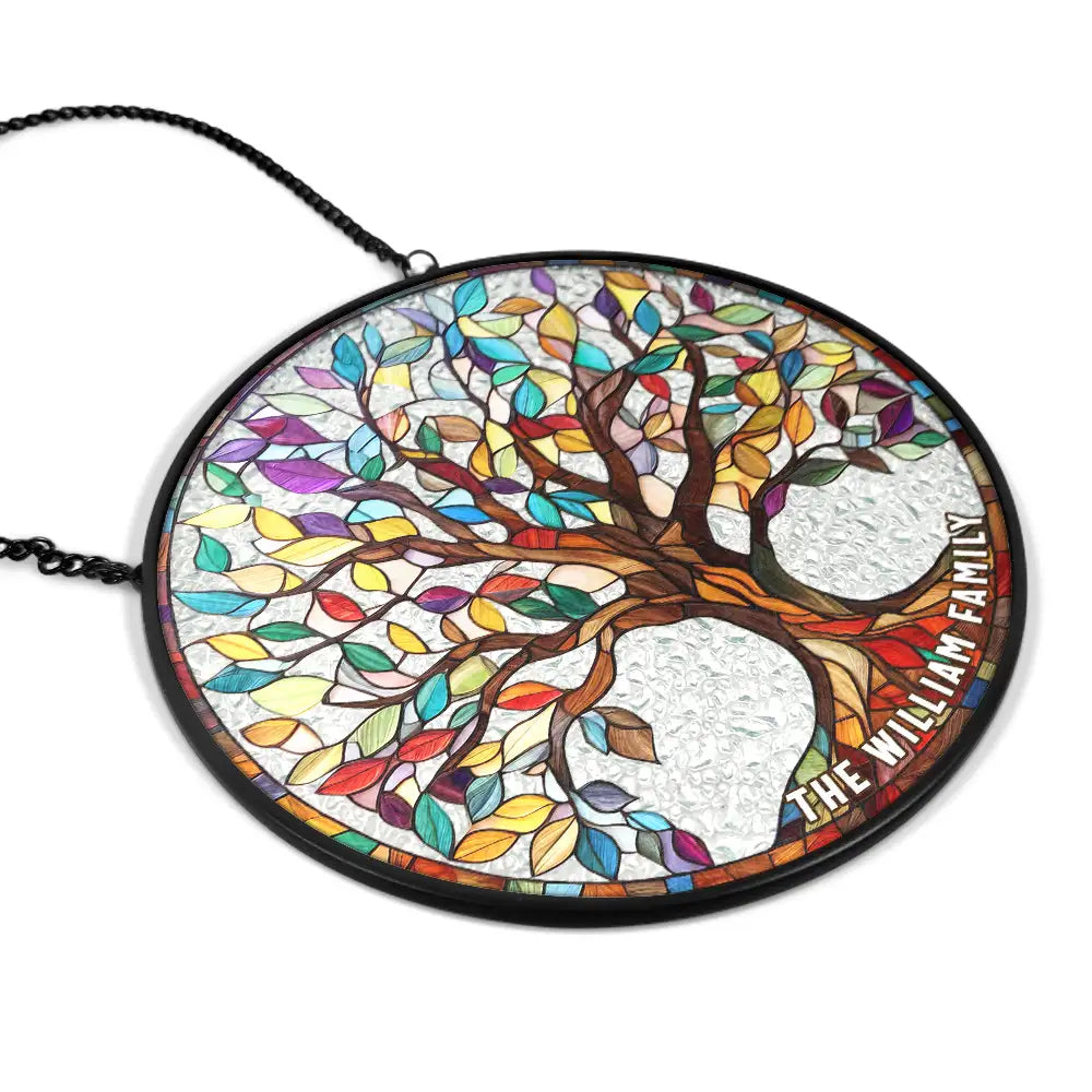 Family Tree Of Life - Personalized Stained Glass Window Hanging Suncatcher