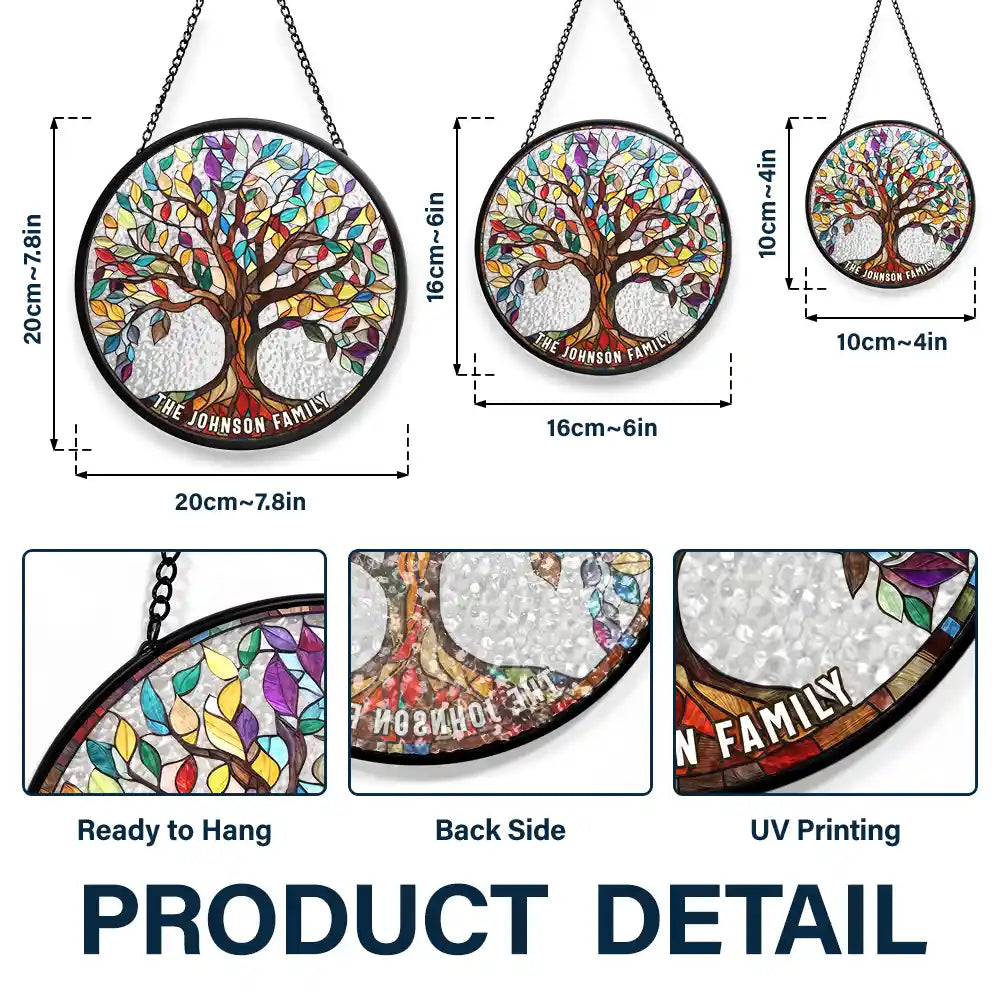 Family Tree Of Life - Personalized Stained Glass Window Hanging Suncatcher