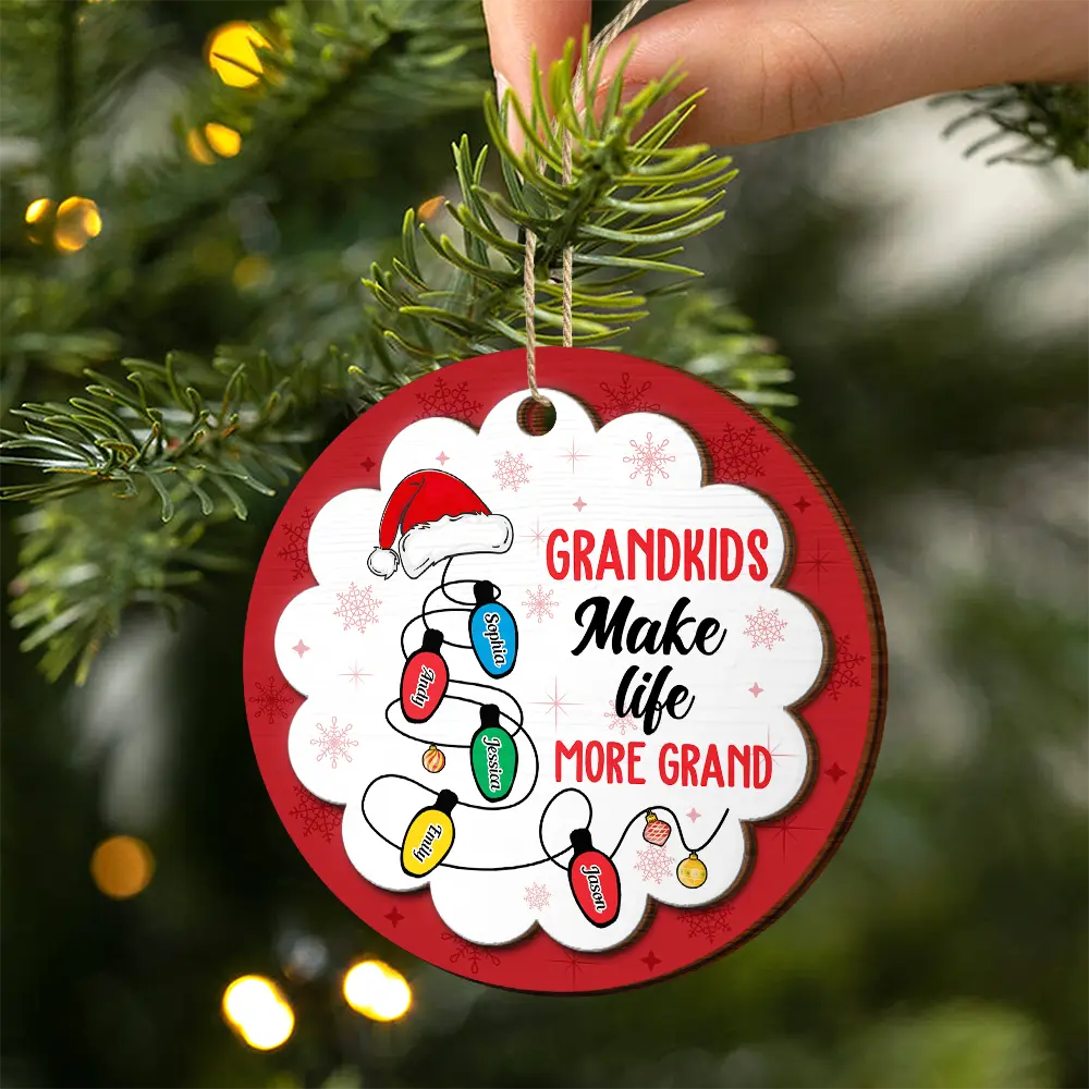 My Grandkids Light Up My Life - Personalized 2-Layered Wooden Ornament