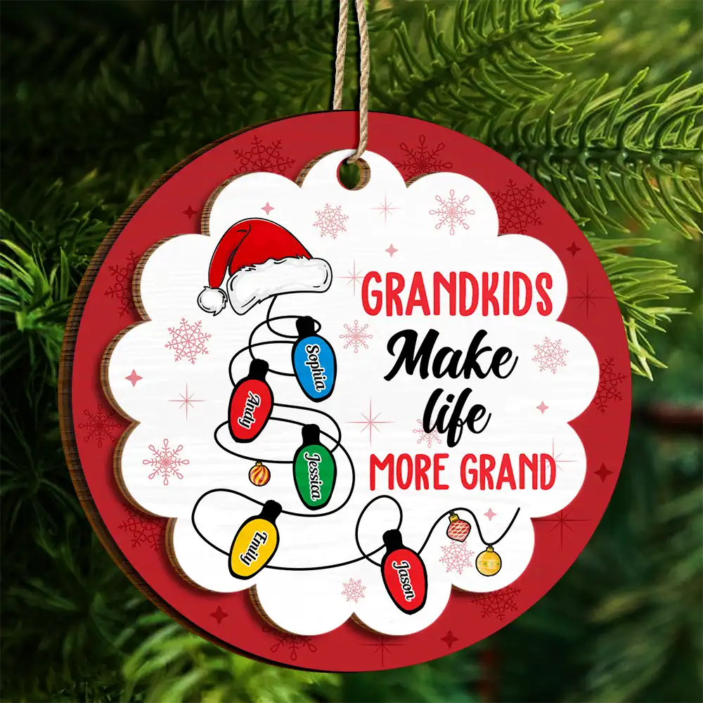 My Grandkids Light Up My Life - Personalized 2-Layered Wooden Ornament