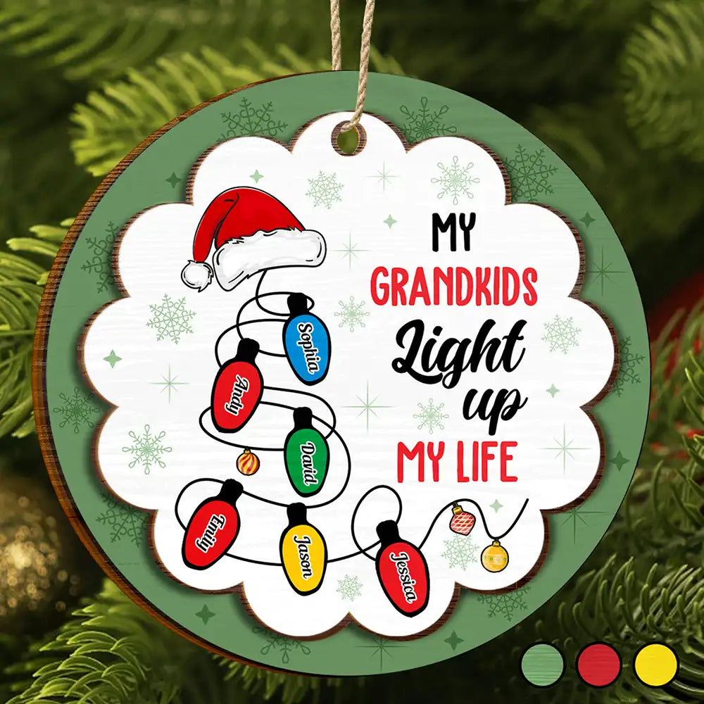 My Grandkids Light Up My Life - Personalized 2-Layered Wooden Ornament