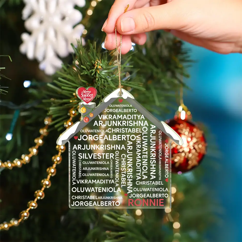 Christmas Family House - Personalized Custom Shaped Acrylic Ornament