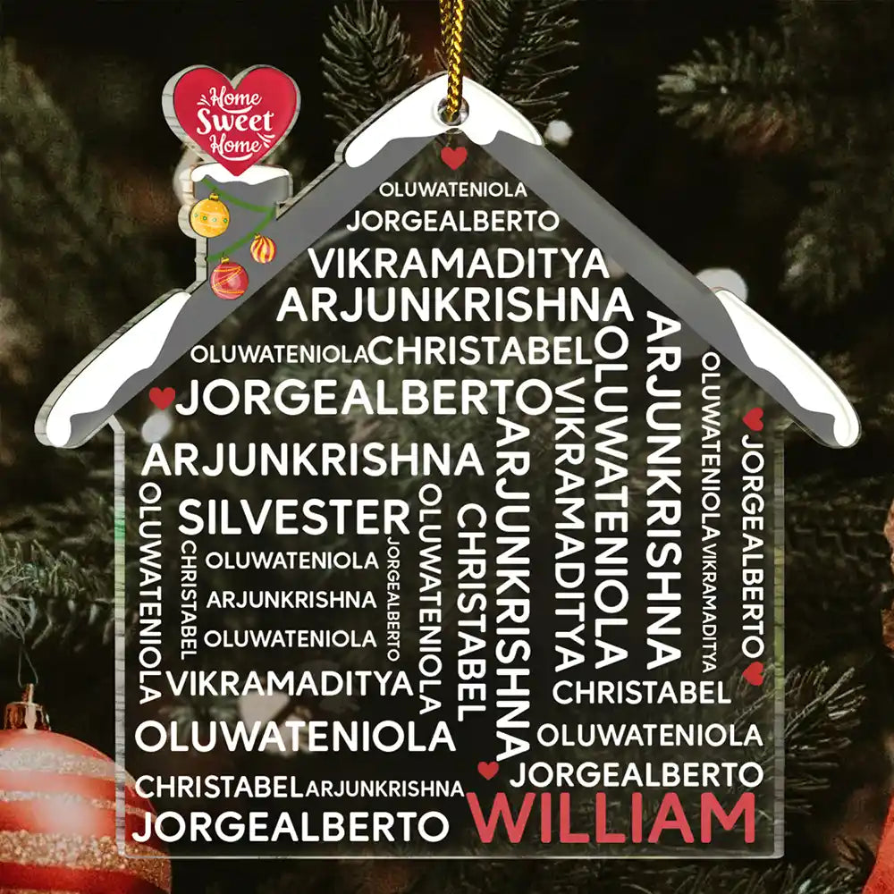 Christmas Family House - Personalized Custom Shaped Acrylic Ornament