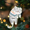 Christmas,Cat Lovers,Funny - Hanging Cat Have Yourself A Meowy Christmas - Personalized Cutout Acrylic Ornament