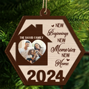 Family - Custom Photo Family New Beginnings New Memories New Home - Personalized 2-Layered Wooden Ornament