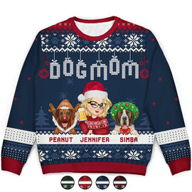 Christmas Dog Mom Mum - Personalized Unisex Ugly Sweater