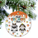 Cat Lovers - Best Cat Mom Ever Funny Christmas Cats - 3D Inflated Effect Printed Ornament, Personalized Circle Ceramic Ornament