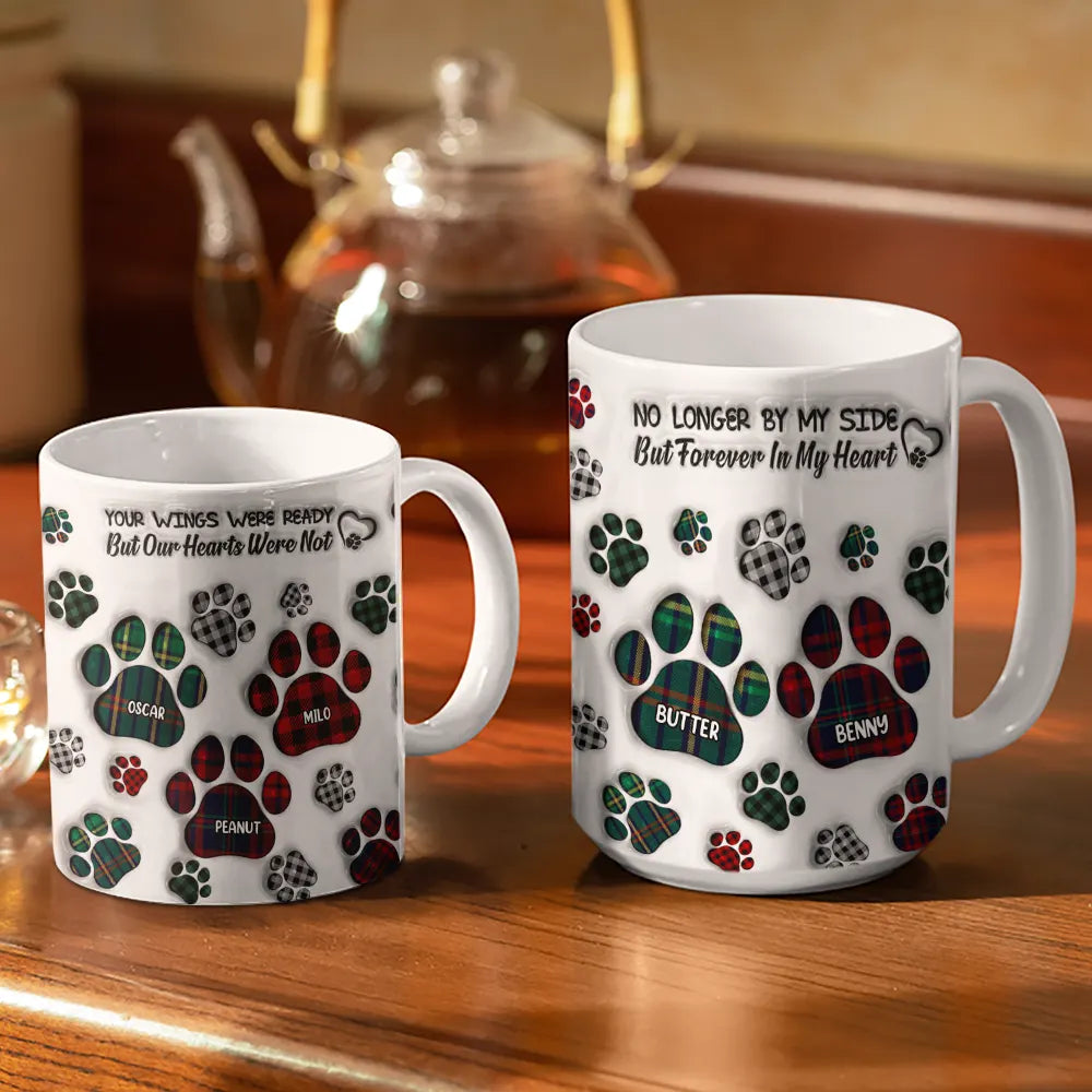 Memorial, Pet Lovers - Memorial Dog Cat You Left Paw Prints On My Heart - 3D Inflated Effect Printed Mug, Personalized White Edge-to-Edge Mug