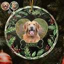 Pet Lovers, Dog Lovers, Cat Lovers - Custom Photo Christmas Dog Cat Pet Love Heart - Personalized Circle Glass Ornament