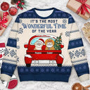 Pet Lovers, Dog Lovers, Cat Lovers - Christmas Dogs Cats It's The Most Wonderful Time Of The Year - Personalized Unisex Ugly Sweater