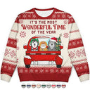 Pet Lovers, Dog Lovers, Cat Lovers - Christmas Dogs Cats It's The Most Wonderful Time Of The Year - Personalized Unisex Ugly Sweater