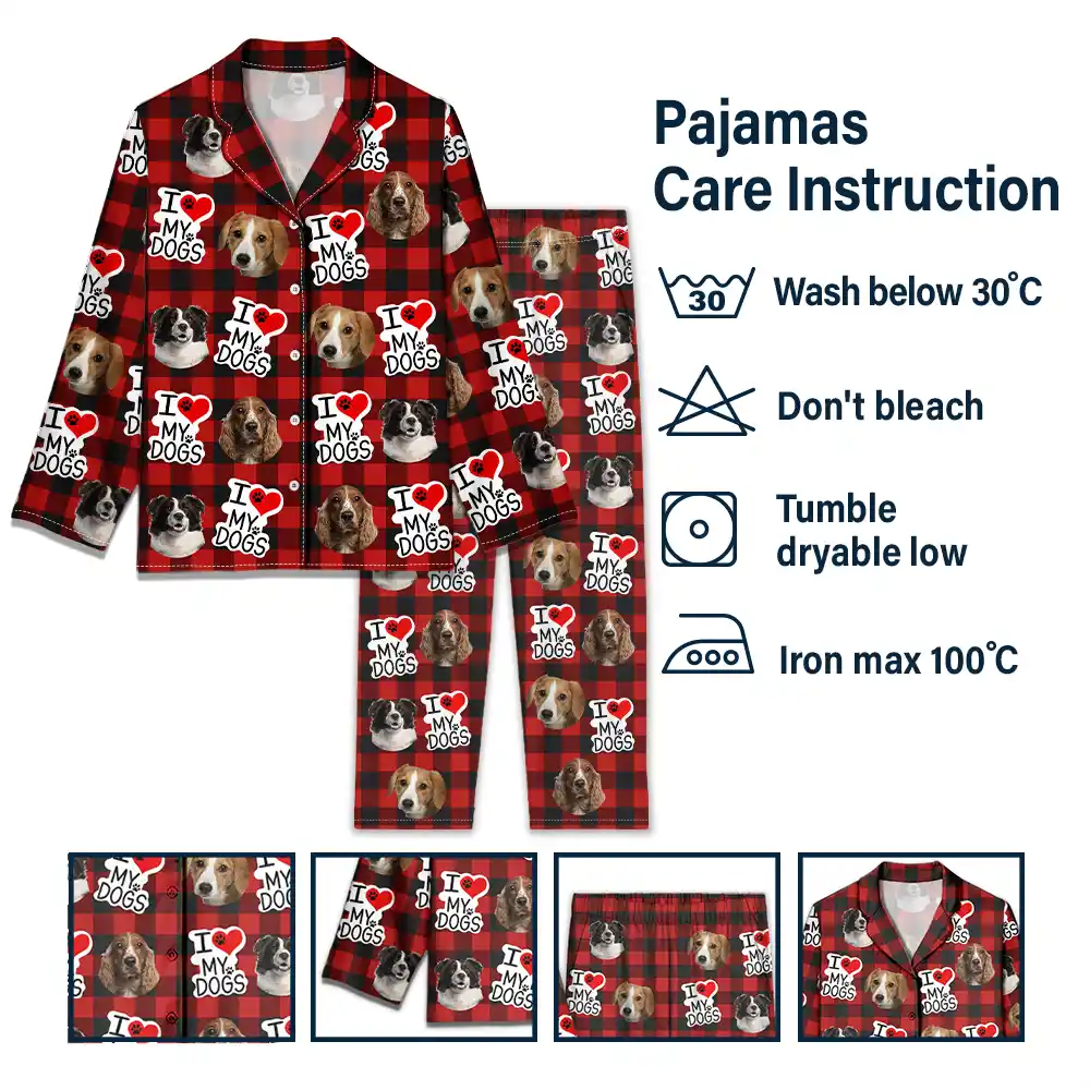 Gift For Yourself, Pet Lovers, Dog Lovers, Cat Lovers - Custom Photo I Love My Dogs Cats Pets - Personalized Long Pajamas Set