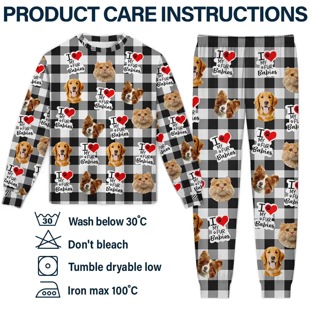 Christmas,Custom Photo,Pet Lovers,Dog Lovers,Cat Lovers,Gift For Yourself,Happy - Custom Photo I Love My Dogs Cats Pets - Personalized Unisex Pajamas Set