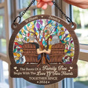 Gift For Couples - Couple The Roots Of A Family Tree Begin With The Love Of Two Hearts - Personalized Window Hanging Suncatcher Ornament