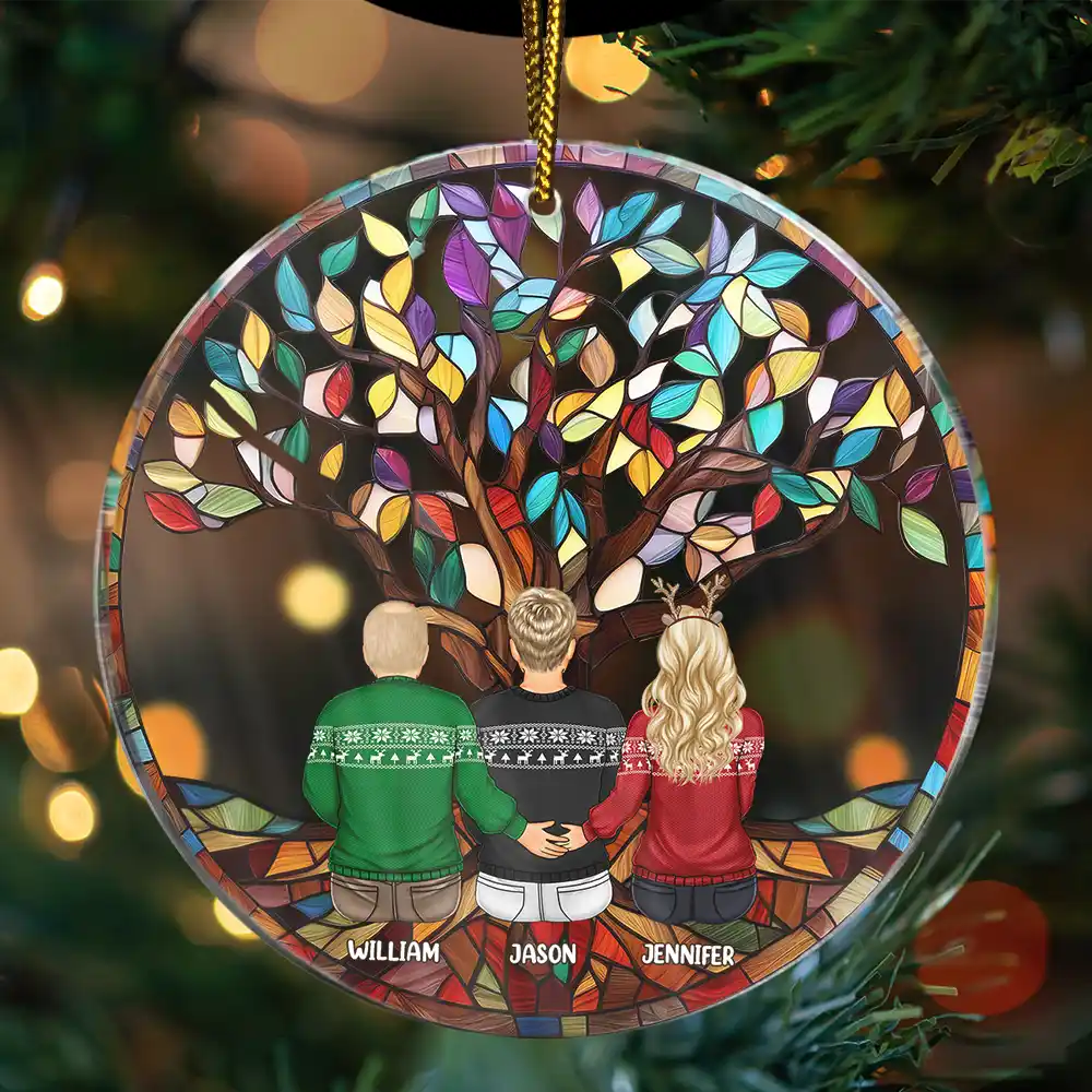 Family, Gift For Mother - Family Forever Unbreakable Bond Tree Of Life - Personalized Circle Acrylic Ornament