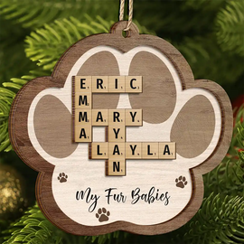 Pet Lovers, Dog Lovers, Cat Lovers - Crossword Scrabble Dog Cat Pet Names - Personalized 2-Layered Wooden Ornament