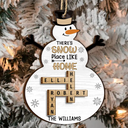 Christmas,Family,Happy - There's Snow Place Like Home Family Crossword Scrabble - Personalized 2-Layered Wooden Ornament