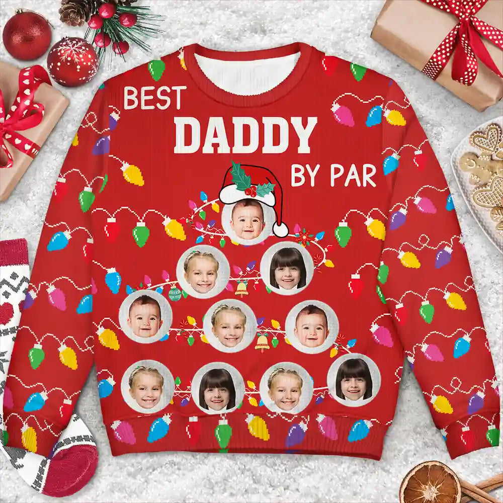 Golf, Gift For Men, Gift For Father, Gift For Grandpa - Custom Photo Best Daddy By Par - Personalized Unisex Ugly Sweater