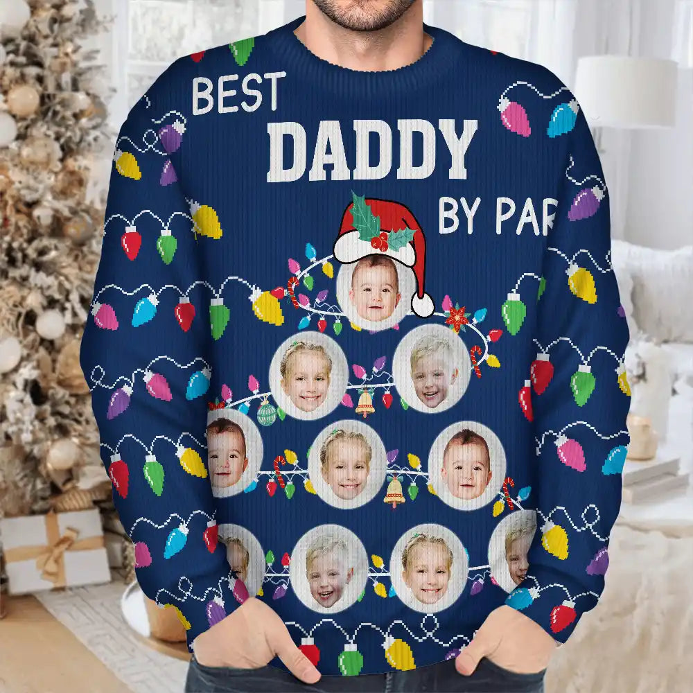 Golf, Gift For Men, Gift For Father, Gift For Grandpa - Custom Photo Best Daddy By Par - Personalized Unisex Ugly Sweater