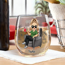 Retirement - I Don't Give A Sip Retired - Personalized Stemless Wine Glass