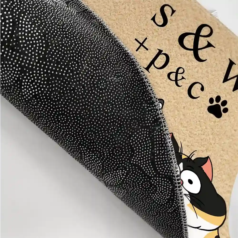 Pet Lovers, Dog Lovers, Cat Lovers, Gift For Couples, Gift For Husband,Gift For Wife, Gift For Boyfriend, Gift For Girlfriend - Monogram With Pet Paw Dog Cat Lovers - Personalized Doormat
