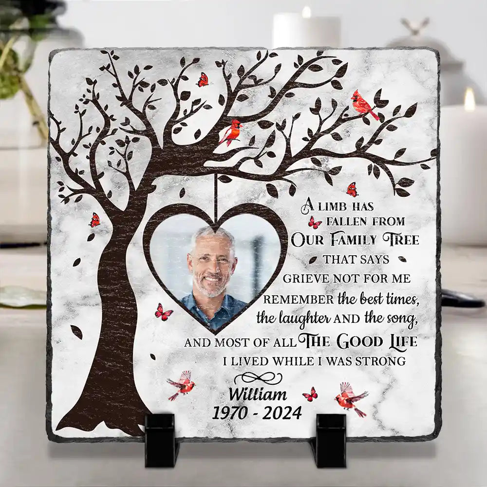 Memorial - Custom Photo A Limb Has Fallen From Our Family Tree - Personalized Rectangle Memorial Garden Stone