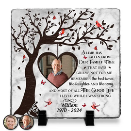 Memorial - Custom Photo A Limb Has Fallen From Our Family Tree - Personalized Rectangle Memorial Garden Stone