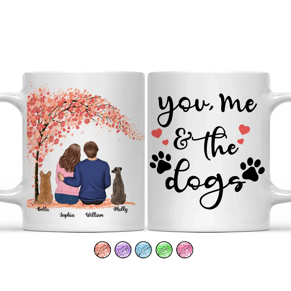 Gift For Couples, Gift For Husband, Gift For Wife, Gift For Boyfriend, Gift For Girlfriend, Pet Lovers, Dog Lovers - You & Me And The Dogs - Personalized Mug