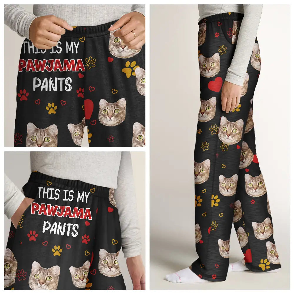 Pet Lovers, Dog Lovers, Cat Lovers, Gift For Yourself, Gift For Women, Gift For Men - Custom Photo Dog Cat Pet This Is My Pawjama Pants - Personalized Pajama Pants