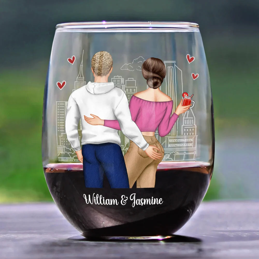 Gift For Couples, Gift For Wife, Gift For Girlfriend - You Never Let Me Down And Give Up On Me - Personalized Stemless Wine Glass