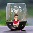 Gift For Couples, Gift For Husband, Gift For Wife, Gift For Boyfriend, Gift For Girlfriend - Couple Mr Right Mrs Always Right - Personalized Stemless Wine Glass