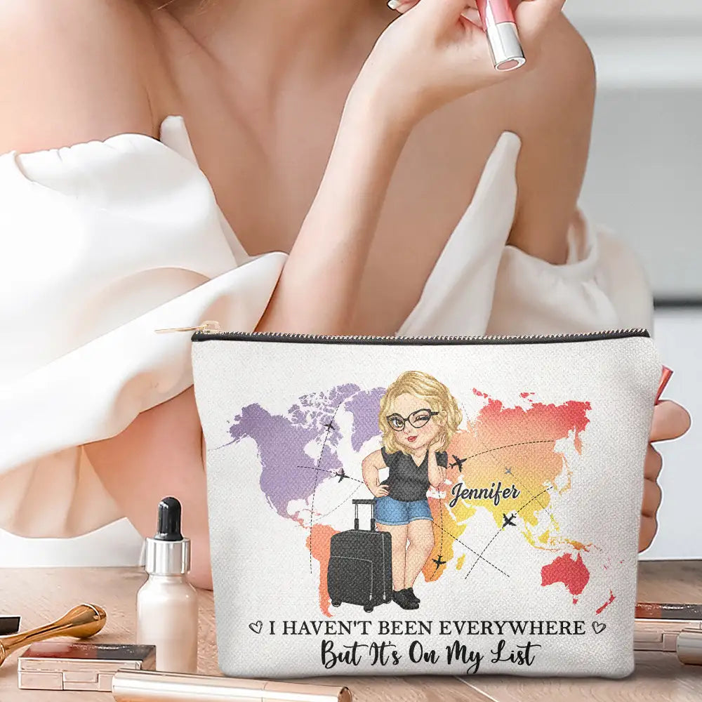 Travel, Gift For Yourself, Gift For Women - Excuse Me While I Travel The World - Personalized Cosmetic Bag
