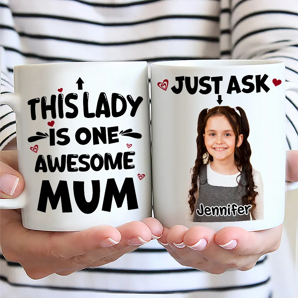 Custom Photo,Gift For Mother,Gift For Grandma,Mom - Children,Grandma - Grandkids,Funny - Custom Photo This Lady Is One Awesome Mom - Personalized Mug