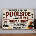 Bar & Grill Where The Neighbor - Swimming Pool Decor - Personalized Custom Wood Rectangle Sign