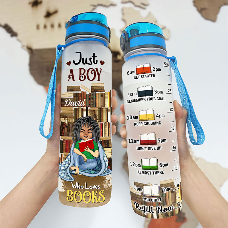 Just A Girl Who Loves Books - Gift For Book Lovers - Personalized Custom Water Tracker Bottle