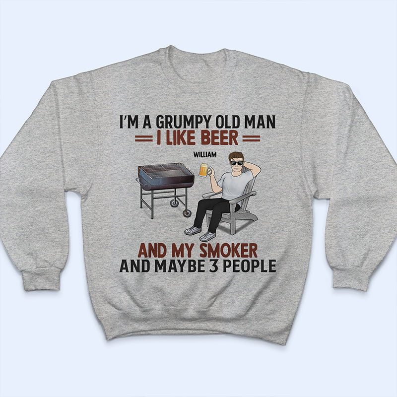 Grumpy Old Man Like Bourbon And Maybe 3 People Grilling Dad - Personalized Custom T Shirt