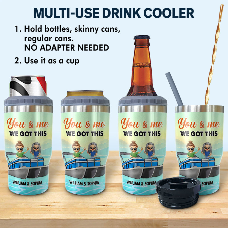 Drinking Buddies For Life Pontoon Couple - Personalized Custom Triple 3 In 1 Can Cooler