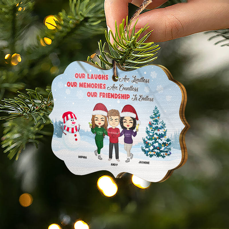 Our Friendship Is Endless - Bestie BFF Christmas Gift - Personalized Custom Wooden Ornament