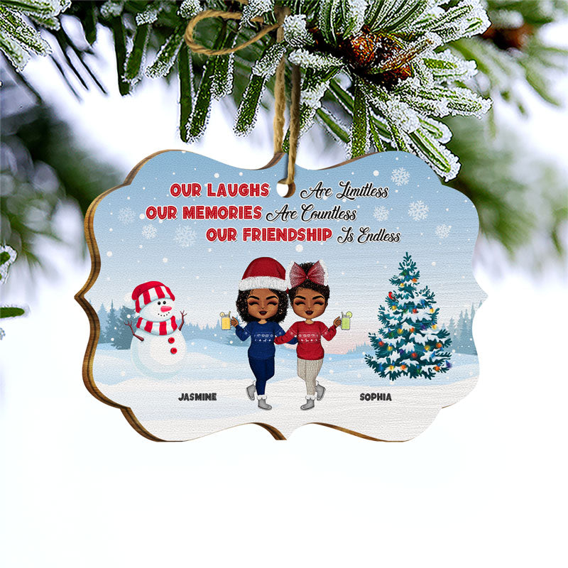 Our Friendship Is Endless - Bestie BFF Christmas Gift - Personalized Custom Wooden Ornament