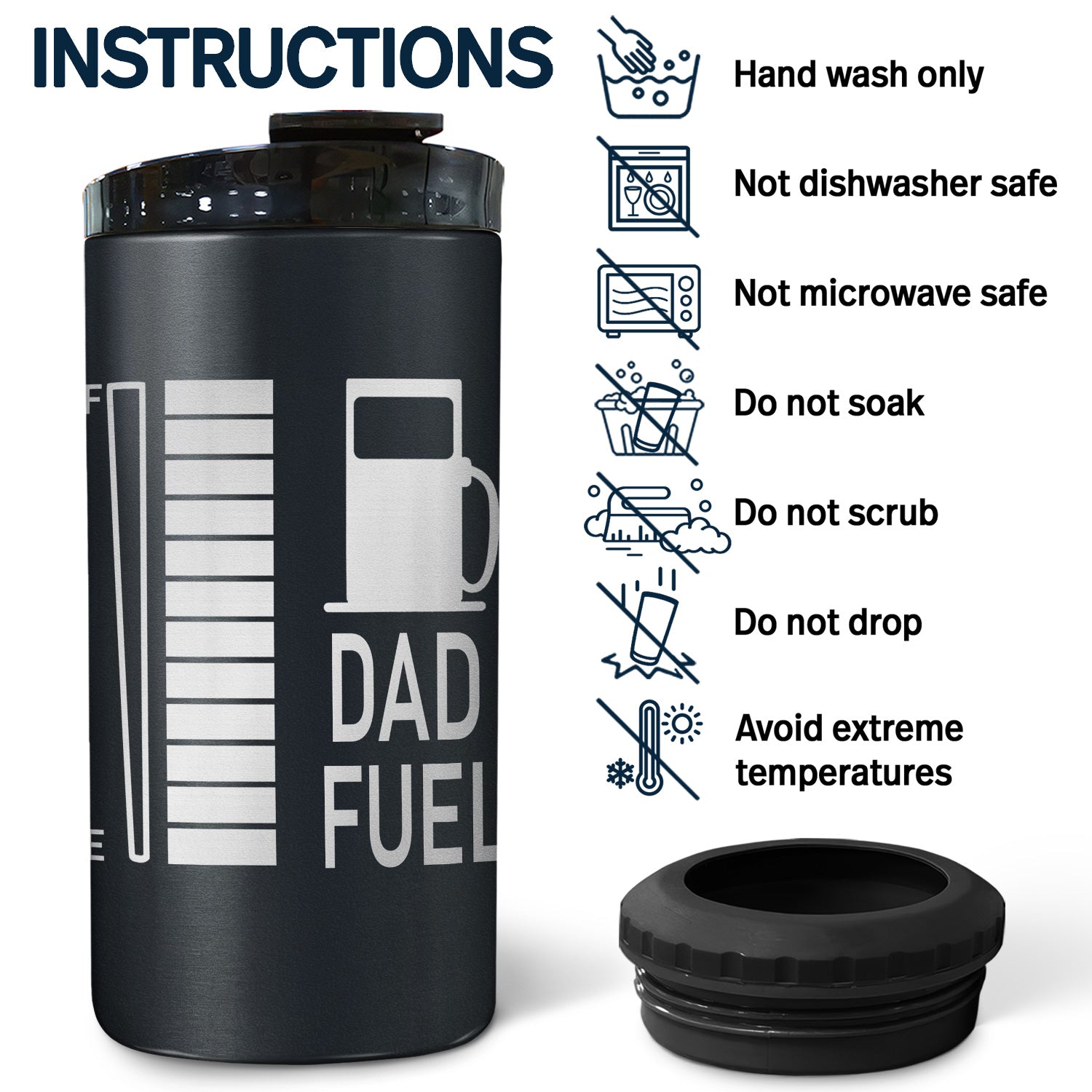 Dad Fuel - Birthday, Cool Gift For Daddy, Father, Grandpa, Grandfather, Husband, Men - Personalized Custom 4 In 1 Can Cooler Tumbler