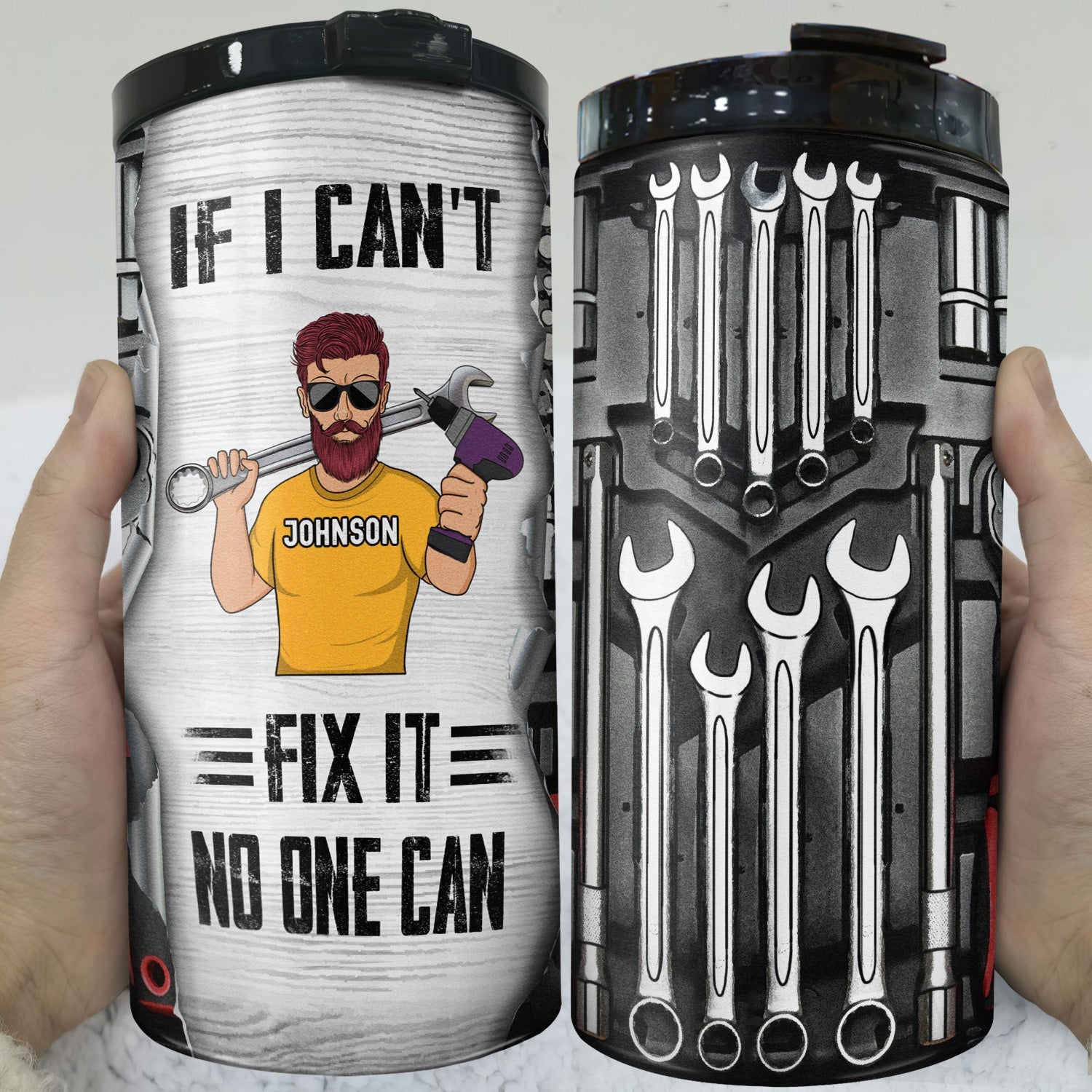 Mechanics I Can Fix Anything Except Stupid - Gift For Dad, Father, Grandfather, Grandpa, Men - Personalized Custom 4 In 1 Can Cooler Tumbler