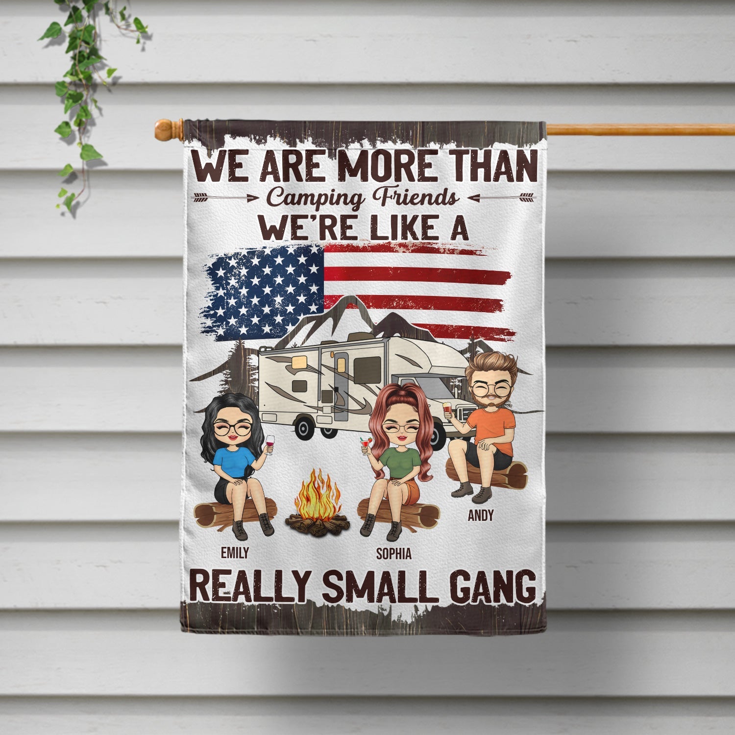 We're Drunks We Go Camping, Stars And Stripes - Campsite Decor Gift For Best Friends, Besties, Family, Campers - Personalized Custom Flag