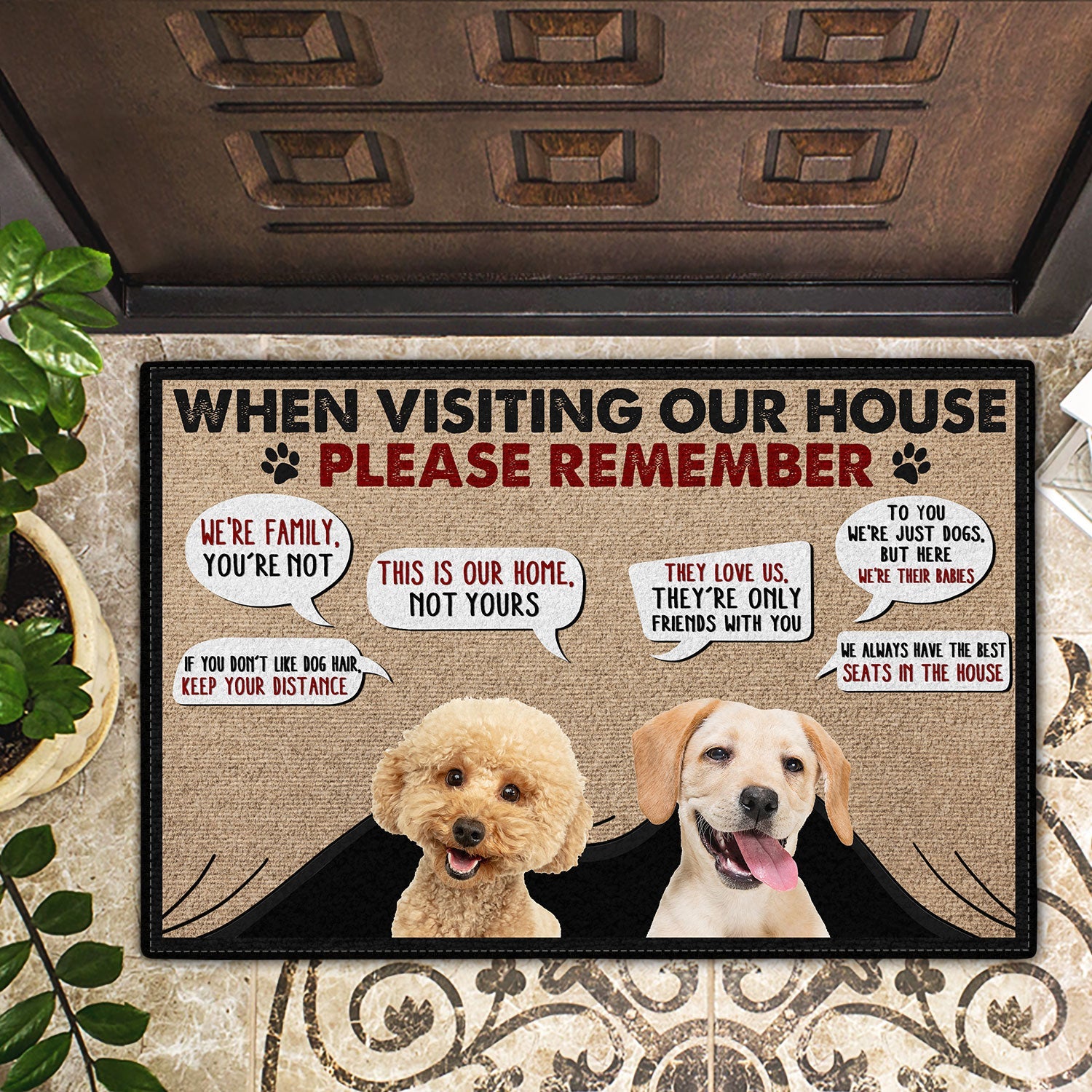 Custom Photo When Visiting Our House Please Remember - Decor Gift For Dog Lovers - Personalized Doormat