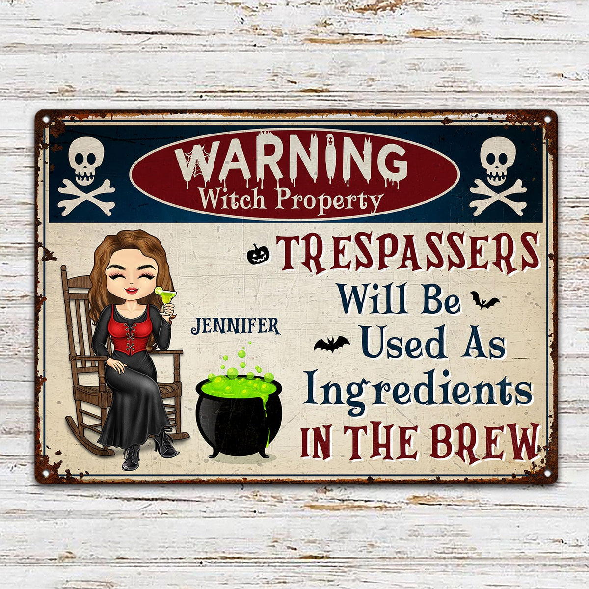 Halloween Witch Warning Trespassers Will Be Used As Ingredients - Backyard Sign, Home Decor Gift For Yourself - Personalized Classic Metal Signs