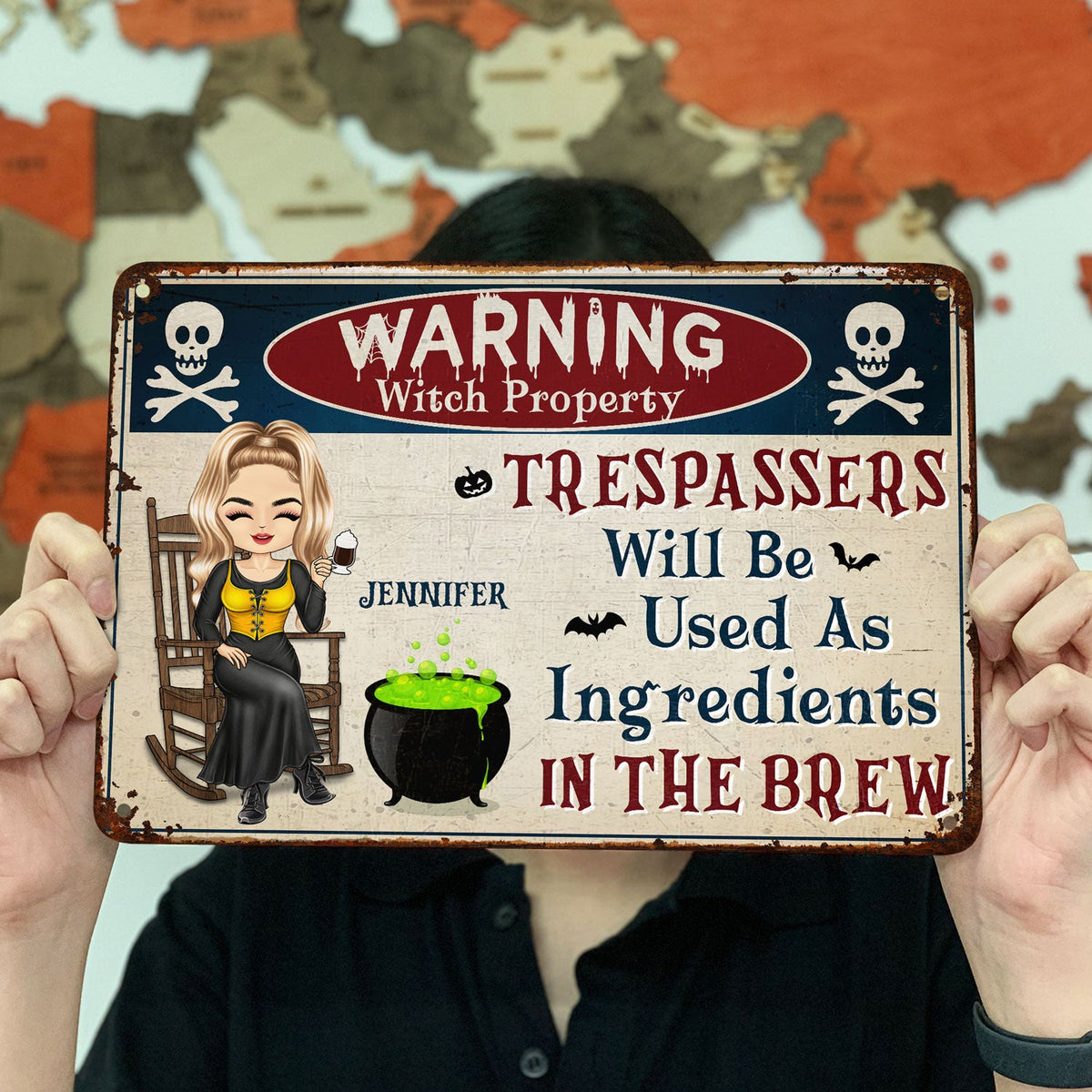 Halloween Witch Warning Trespassers Will Be Used As Ingredients - Backyard Sign, Home Decor Gift For Yourself - Personalized Classic Metal Signs